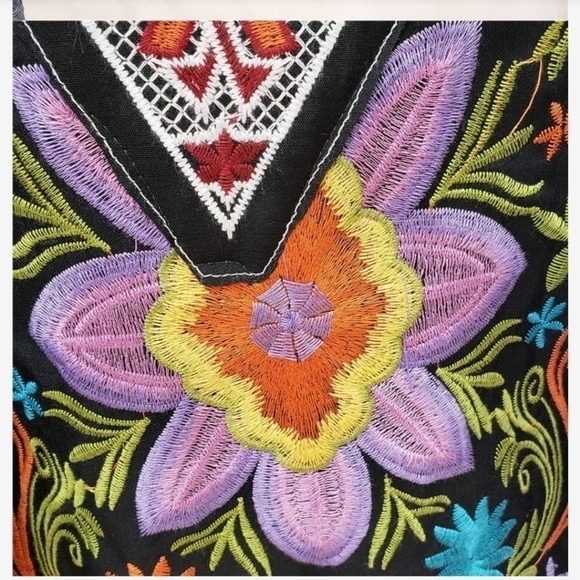 Blue Denim Embroidered Jean Jacket Oversized OSFM - Picture 12 of 14